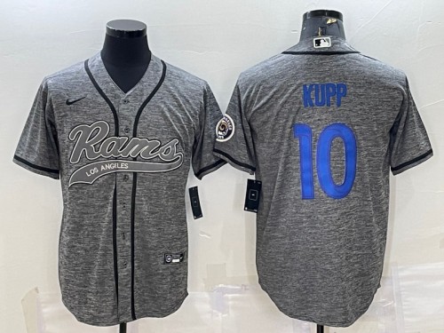 Men's Los Angeles Rams #10 Cooper Kupp Gray With Patch Cool Base Stitched Baseball Jersey